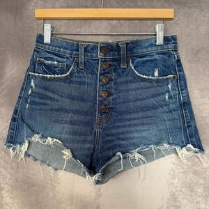 Abercrombie & Fitch Shorts Women Size 26 Blue High Rise Mom Short Denim‎